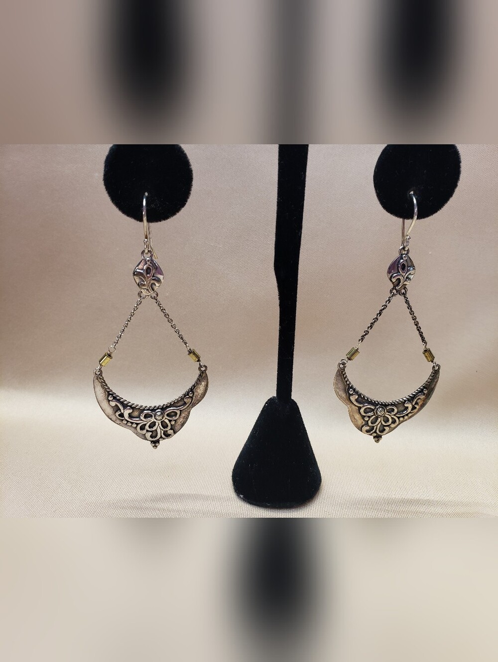 Silpada Sterling Silver Brass Accents Scrollwork Dangle Earrings Swing of Things